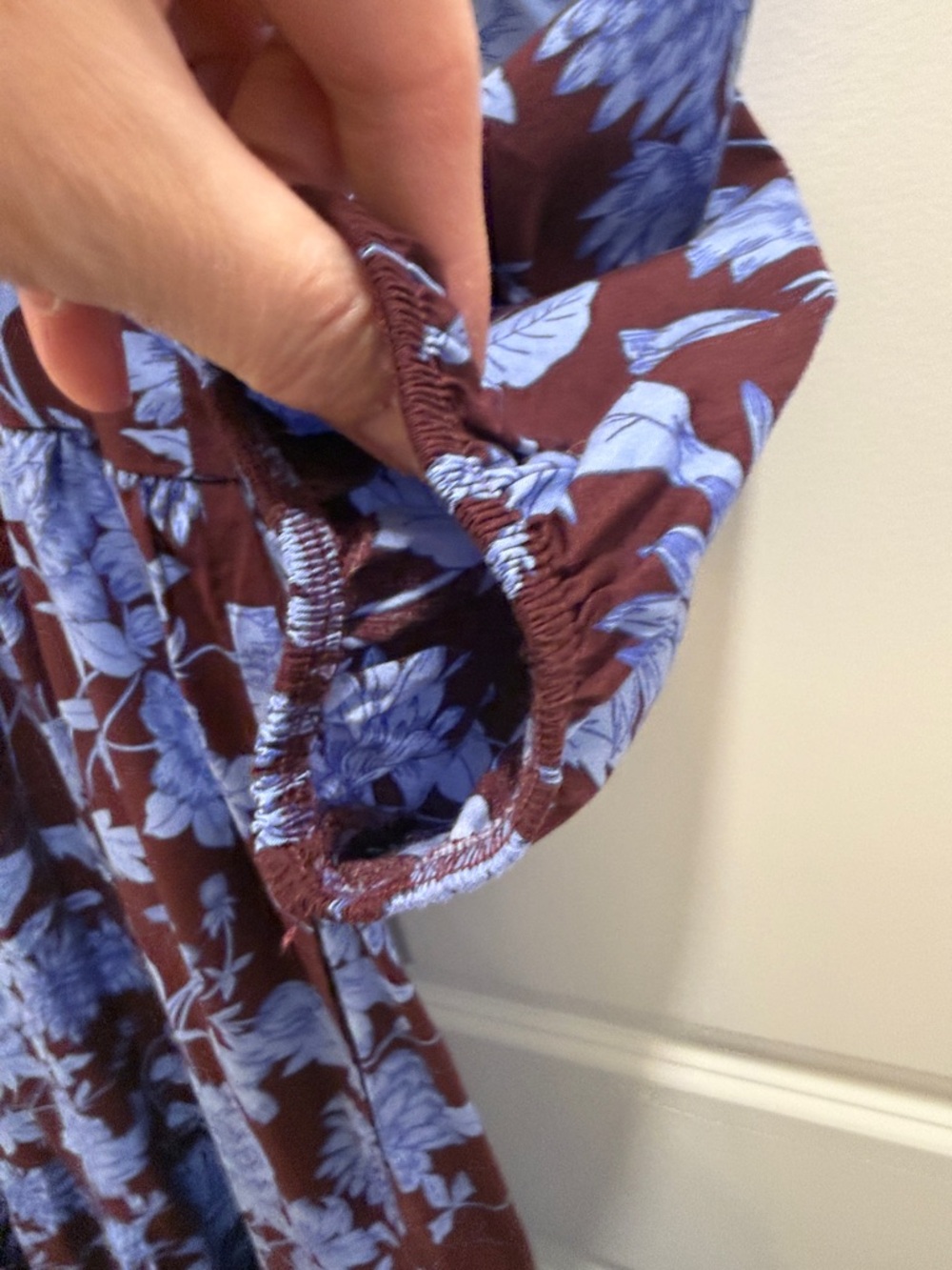 Floral Print Tiered Midi Dress in Blue on Brown - Picture 5 of 7